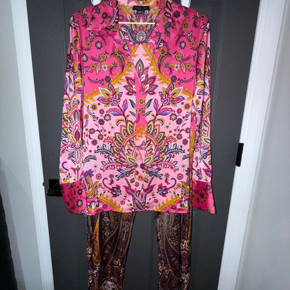 Rachel Zoe Pink Paisley Blouse and Pants Set